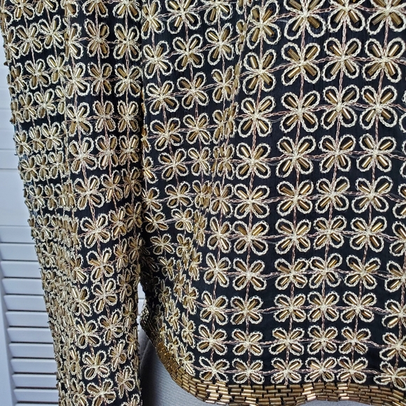 Vtg Laurence Kazar beaded silk party jacket PS - Picture 6 of 13